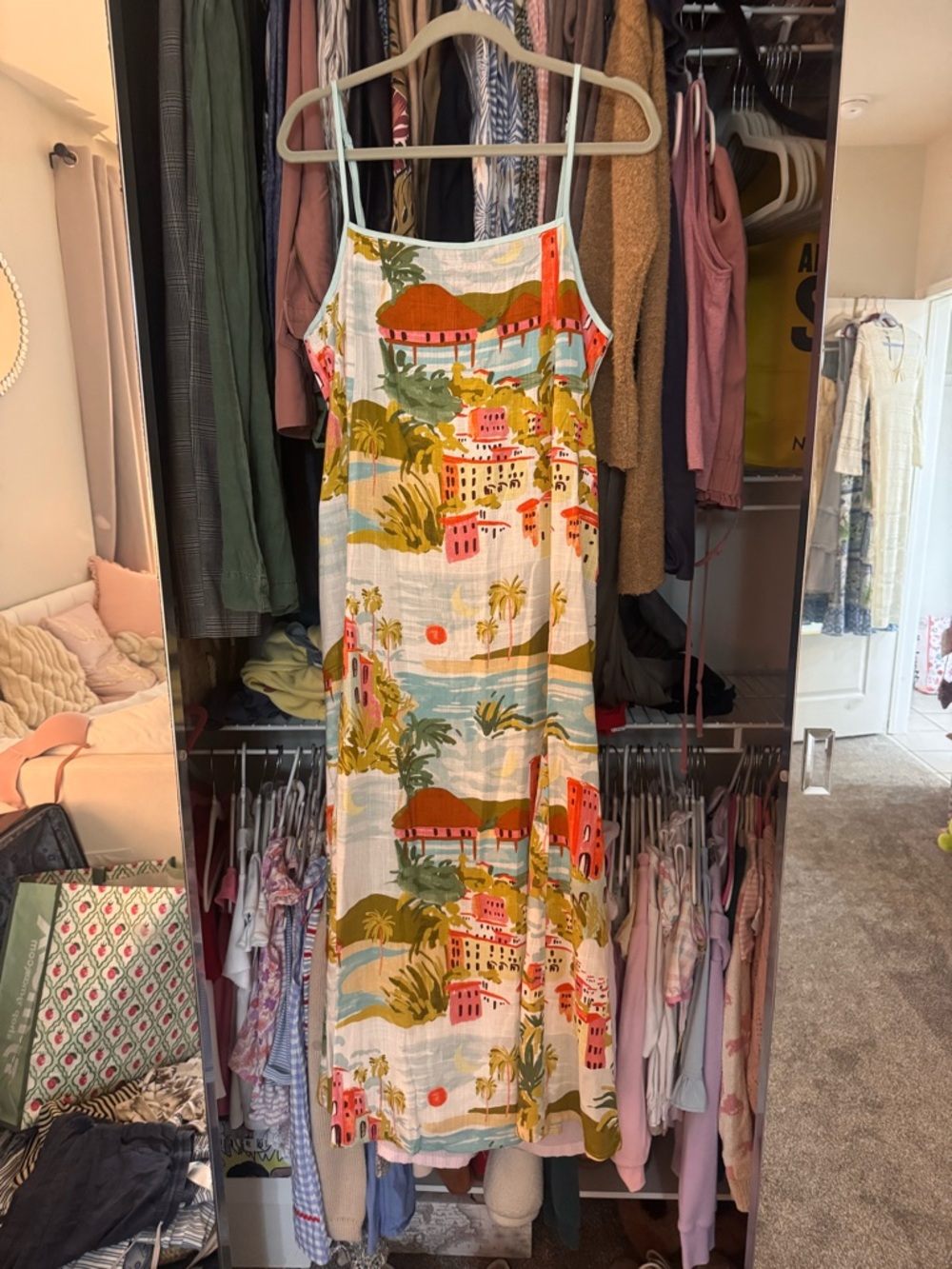 Label of Love Tropical Print Midi Sundress - Mint Trim Size L